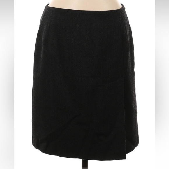 Lauren Ralph Lauren Classic Black 100% Wool Wrap Front Skirt Size 10 Medium M - Picture 1 of 5